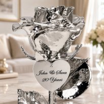 11" Personalized Platinum Rose: 20th Anniversary Gift
